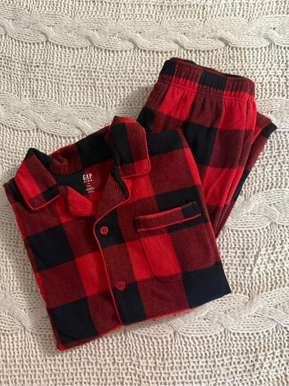GAP Kids Red and Black Buffalo Plaid Pajama Set